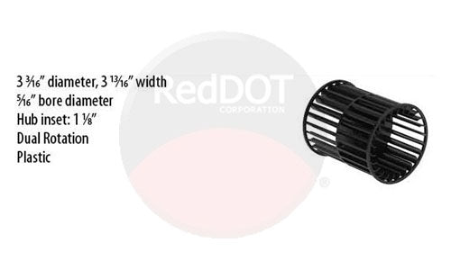 73R7000 (RD-5-5656-0P) WHEEL - BLOWER 3.18 OD X 3.81 W DUAL PLASTIC