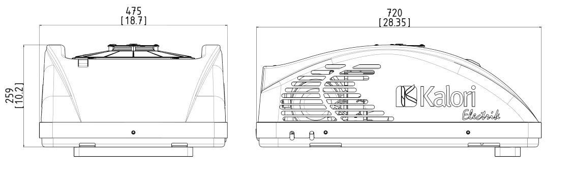 Electrik Dimensions side/front